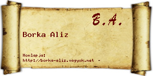 Borka Aliz névjegykártya